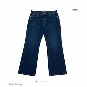 Basic Editions Hi Rise Straight Leg Jeans, Size 14, Dark Wash